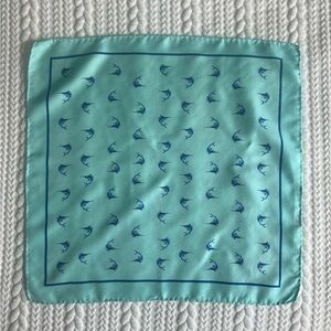 J. Crew Nautical Blue Marlin Fish Pattern Silk Scarf